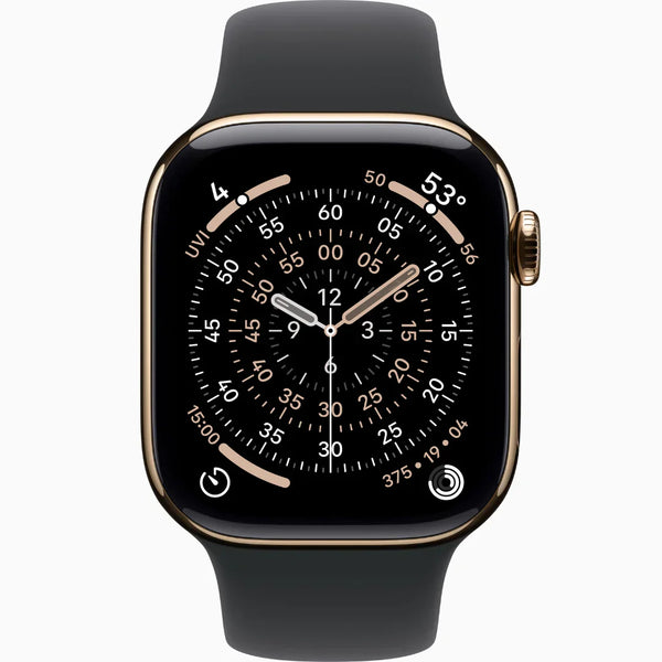 Apple Watch Series 9, GPS + Callular With Stainless Steel / ساعة أبل سيريز 9، مزودة بنظام تحديد المواقع العالمي (GPS) ووظيفة الاتصال، مصنوعة من الفولاذ المقاوم للصدأ.